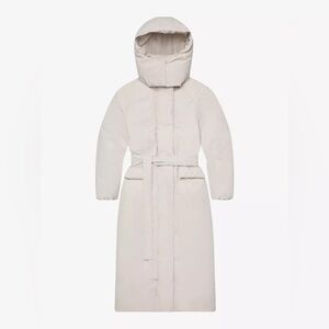 KHY LIKE NEW padded oversized boxy–fit shell hooded puffer coat in color STONE